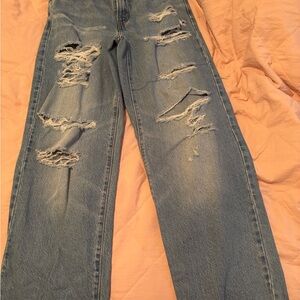 Levi's Blue Distressed Straight Leg Jeans